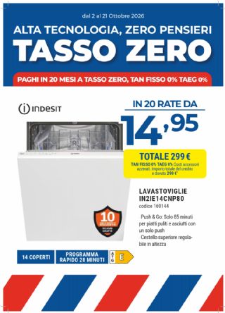 LAVASTOVIGLIE INCASSO INDESIT IN2IE14CNP80